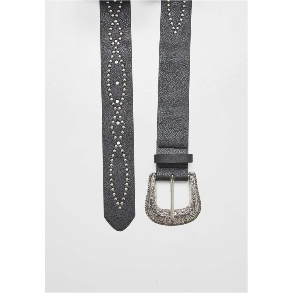 Urban Classics - Synthetic Leather Western Rivet Ceinture - Noir